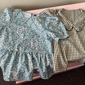 SHEIN floral and plaid blouses